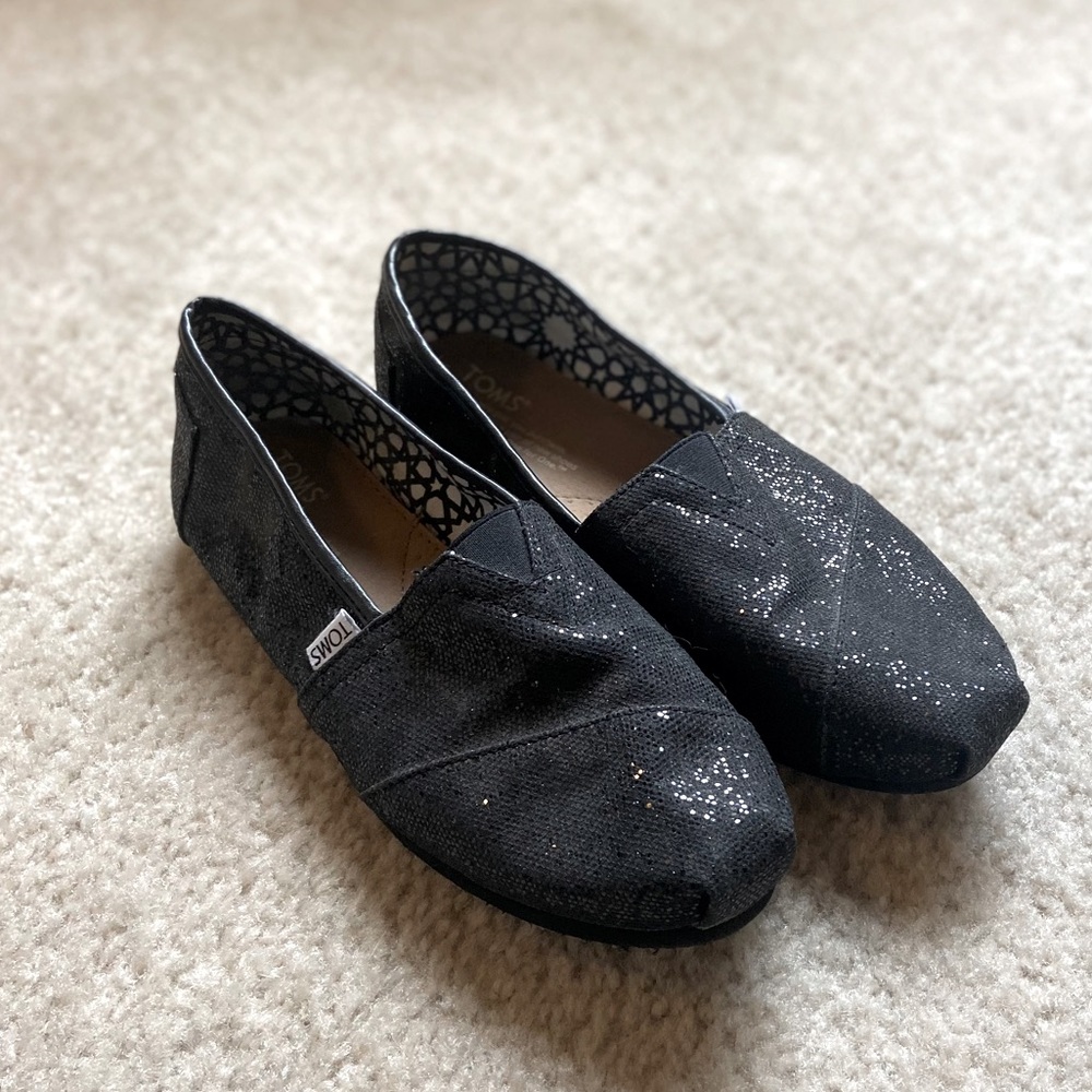 Women’s Toms Shoes Black Glitter
